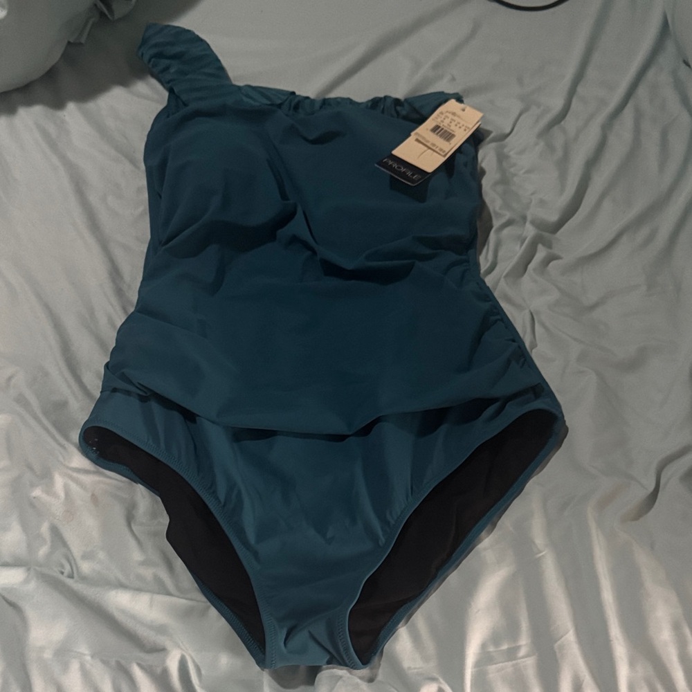 Gottex Teal One Shoulder One Piece Swimsuit